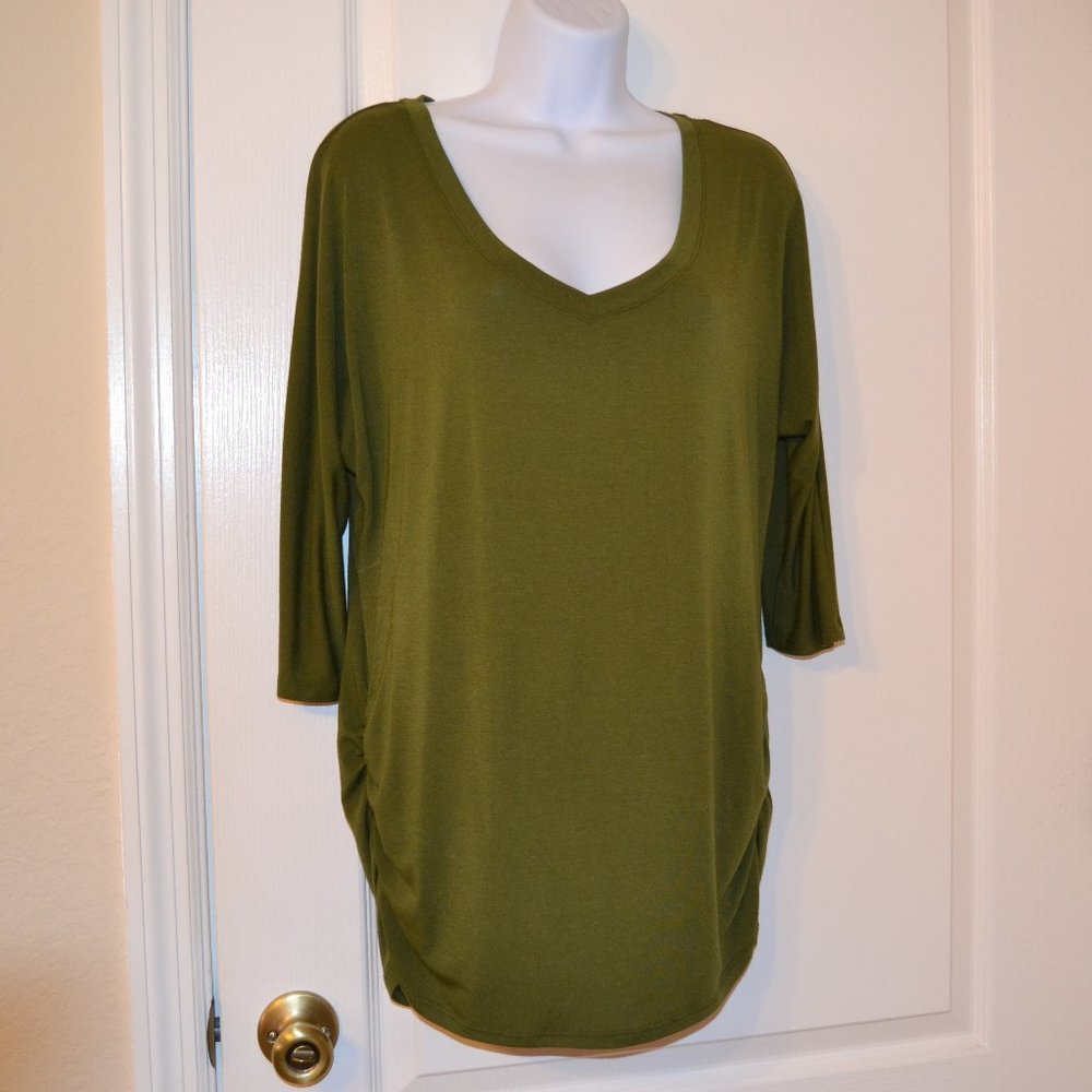 SOLD. olive green shirred side top